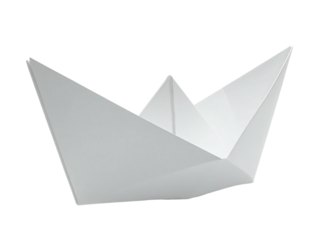 Simple, light gray paper boat, origami style