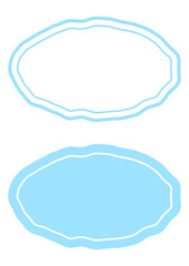 水色のラフな楕円フレームセット