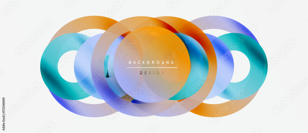 Poster abstract colorful circles overlap. modern design elements create dynamic visual impact. background f