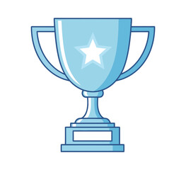 A shiny blue trophy with a star on it, a symbol of victory and achievement