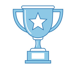 A shiny blue trophy with a star on it, a symbol of victory and achievement