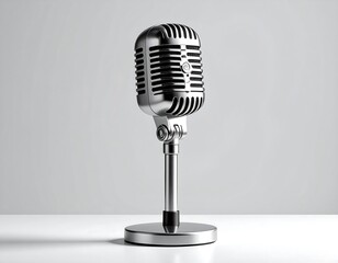 Vintage Microphone on a Stand.