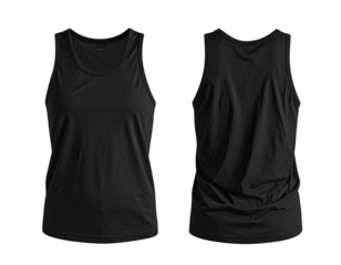 Front and back view of a dark gray/black sleeveless top