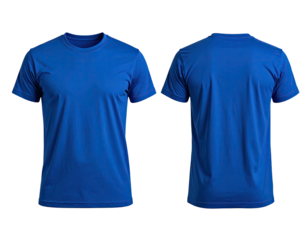 Front and back view of a vibrant royal blue t-shirt (8)