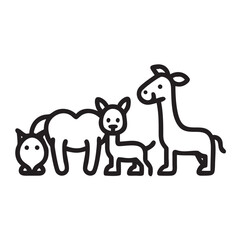 Fototapeta premium Linear Animals Icon Vector Illustration Cartoon Animals Icon Collection