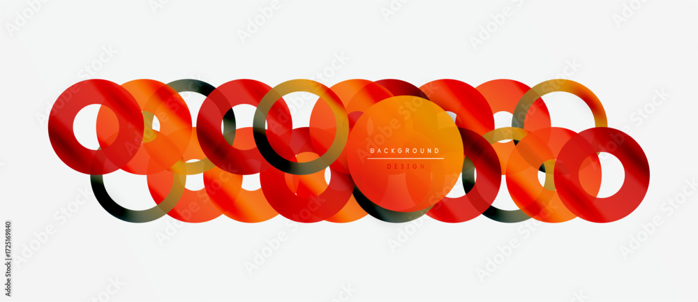 Poster abstract design features overlapping circles. warm colors dominate, creating modern visual effect. m