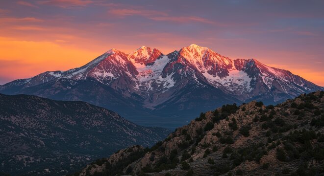 Majestic mountain range at sunrise