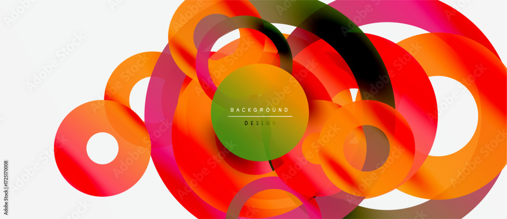 Poster abstract colorful shapes overlap creating dynamic fluid design. bright gradients, modern composition