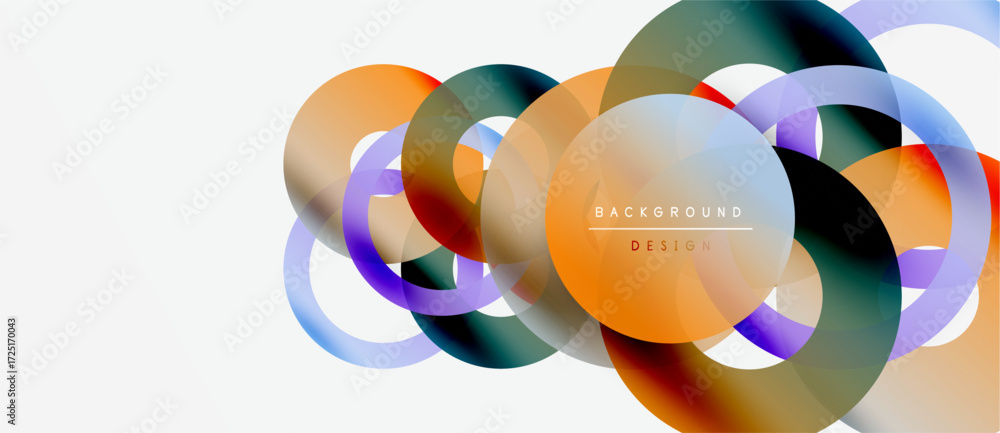 Poster abstract colorful overlapping circles create dynamic visual effect. modern design elements suggest f