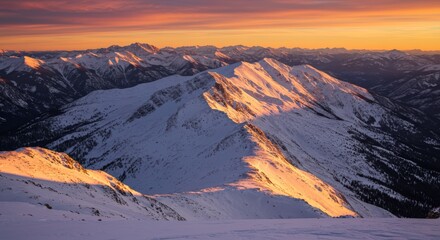Majestic mountain range at sunrise