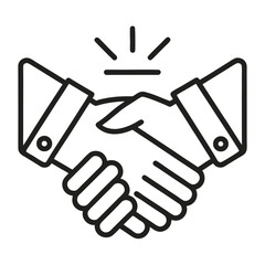 Business handshake icon vector line art on white