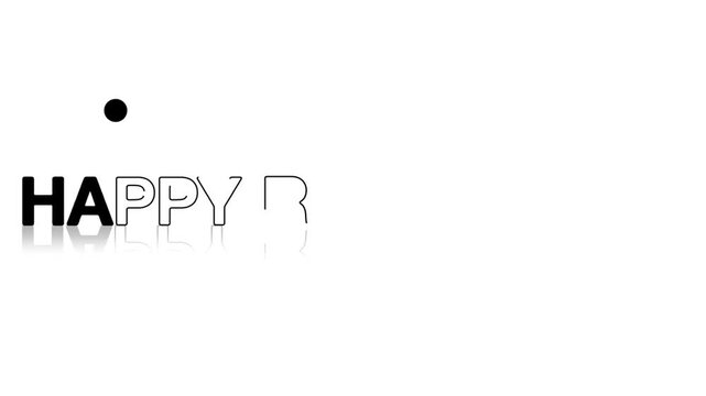 animated jumping or bouncing ball of Happy Retirement text word lettering typography glow neon reveal, Bright letters jump in the inscription theme video,motion seamless loop animation black type on w
