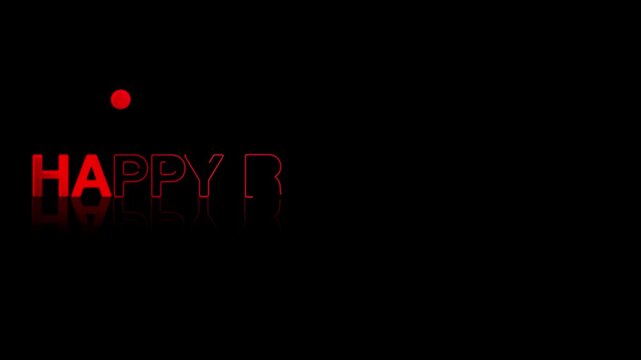 animated jumping or bouncing ball of Happy Retirement text word lettering typography glow neon reveal, Bright letters jump in the inscription theme video,motion seamless loop animation red type on bla