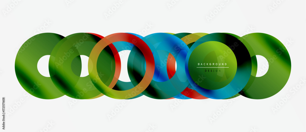 Poster abstract colorful circles overlap. modern design elements create dynamic visual composition. gradien