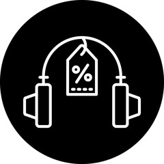 Headphone Sale Line Icon Style