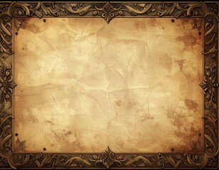 Ornate gold frame surrounds aged parchment