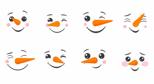 Cute snowman faces collection