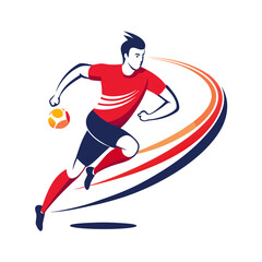 Obraz premium Dynamic soccer player in motion graphic vector illustration