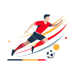 Fototapeta premium Dynamic soccer player illustration with graphic speed lines design