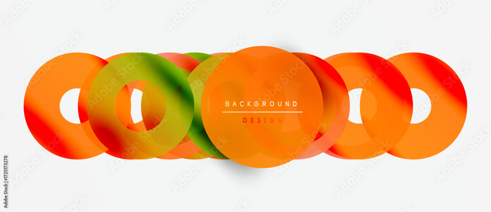 Poster abstract colorful circles overlap. gradient shades create dynamic visual effect. modern design eleme