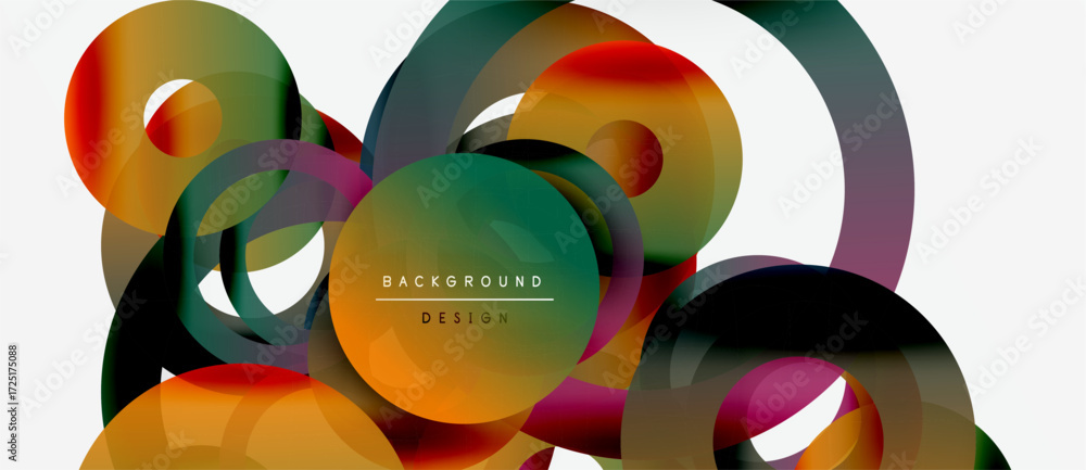 Poster abstract colorful shapes overlap, creating dynamic composition. modern design elements suggest fluid