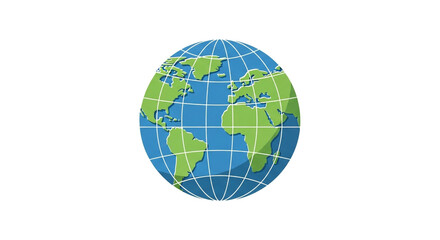 Illustration of a globe isolated on white background, representing the earth, world, and global connectivity in a simple and clean design