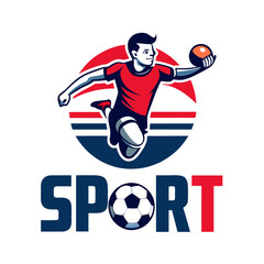 Dynamic handball player mid-air with ball sports illustration