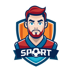 Illustrated soccer player logo for sports team identity design