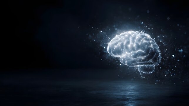 Abstract glowing brain made of light and particles representing intelligence and futuristic neuroscience - Powered by Adobe