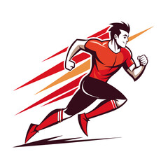 Vector athlete running fast with speed trails graphic design