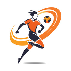 Dynamic soccer player kicking ball illustration with motion effect