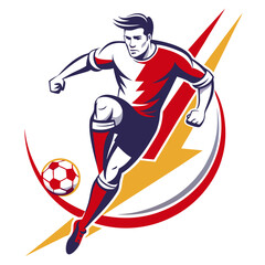 Dynamic Soccer Player Kicking Ball Vector Illustration with Energy