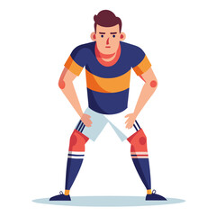 Cartoon athlete ready position with focused gaze isolated illustration