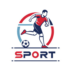 Soccer player in motion with ball vector illustration design