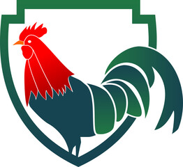 Bright Colorful Rooster Digital Design