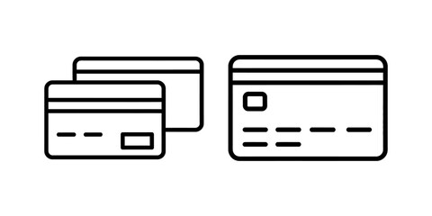 Fototapeta premium Line drawing illustration of several credit cards, depicting financial transactions.
