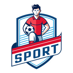Soccer player badge logo design illustration for promotion