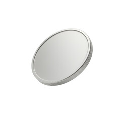Obraz premium Blank silver coin floating, perfect for design, finance, and investment concepts. Isolated on white or transparent background. PNG format.