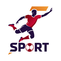 Fototapeta premium Dynamic soccer player logo illustration for branding and design