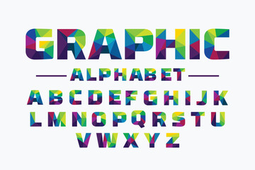 multicolor low poly style alphabet letters isolated on white background

