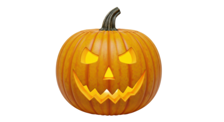 Isolated carved pumpkin, Jack O Lantern, autumn, Halloween season decoration, spooky fun