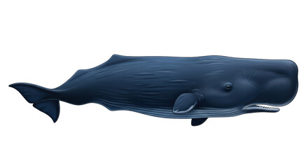 Isolated Sperm Whale detailed vector illustration swimming animal aquatic species big mammal