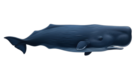Isolated Sperm Whale detailed vector illustration swimming animal aquatic species big mammal