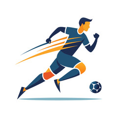 Obraz premium Dynamic soccer player dribbling a ball illustration graphic style