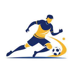 Dynamic vector illustration of soccer player dribbling the ball