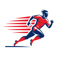 Runner with motion lines, stylized vector illustration of speed