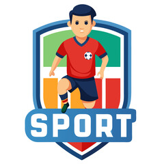 Soccer player icon badge with sporty typography vector