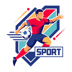 Dynamic soccer player with a ball in action graphic