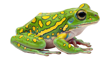 Isolated magnificent splodges green tree frog, tropical amphibian, animal, wildlife studio