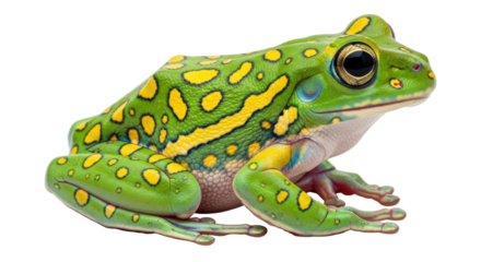 Isolated magnificent splodges green tree frog, tropical amphibian, animal, wildlife studio